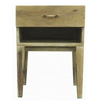 1引出マンゴーウッドチェスト ライトブラウン 木製 シンプル アンティーク調 北欧テイスト 高さ55