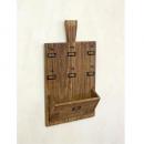 レクトボードラック 収納棚 アンティーク調 木製 おしゃれ マンゴーウッド フック 壁掛け