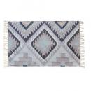 コットン手織りラグマットS グレー ハンドメイド ファブリック カーペット おしゃれ 長さ75