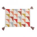 タッセル付マット ホワイト カラフル コットン 手織り テーブルウェア ランチョンマット 長さ45