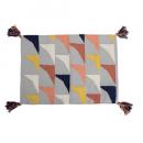 タッセル付マット グレー カラフル コットン 手織り テーブルウェア ランチョンマット 長さ45