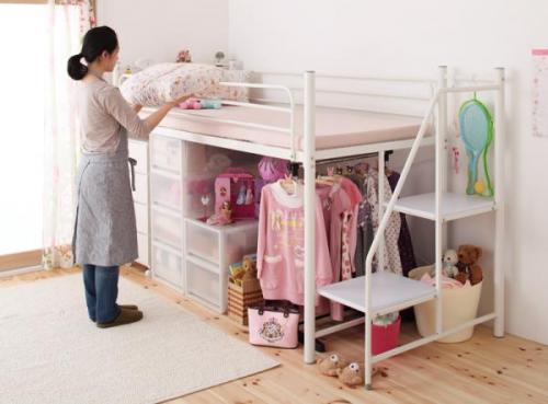 階段付きロータイプロフトベッド【Stabile】スタービレ