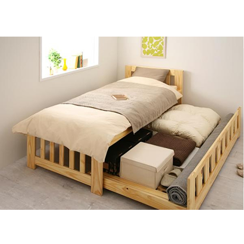 省スペース!収納式すのこペアベッド【Space-joy】