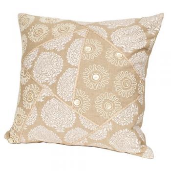 フラワービーズ刺繍クッションカバー ホワイト エレガント おしゃれ ファブリック 幅45