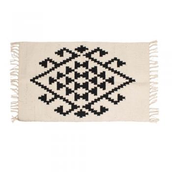コットンラグマットS ブラック エスニック柄 ファブリック カーペット おしゃれ 長さ75