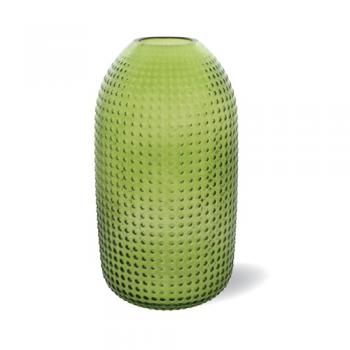 トルシヨンガラスベースP ガラス 花瓶 フラワーベース グリーン 彫り 上品 おしゃれ 高さ29