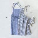 フルエプロン ブレーシング ストライプ WH ホワイト ナチュラル リネン コットン 丈90