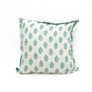 クッション ヘリンボーン リネン スキャット フラワー GN グリーン カントリー調 幅45