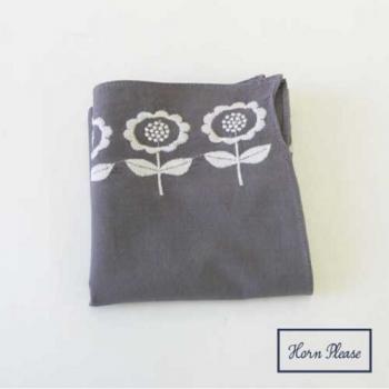 ハンカチ フローレット エンブロイダリー GY グレー 刺繍 コットン かわいい 幅55