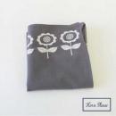 ハンカチ フローレット エンブロイダリー GY グレー 刺繍 コットン かわいい 幅55