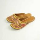 レザースリッパ チェーンステッチ エンブロイダリー YL イエロー民族的 かわいい フリー 26cm