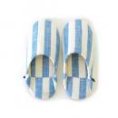 ルームシューズ LINEN&COTTON クレールストライプ (L) BL 2個セット メンズフリー