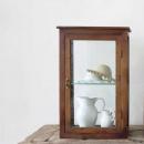 WOODフレーム ショーケース 2ステージ トール ガラス アンティーク調 キャビネット 高さ58