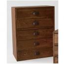 WOODEN コンパクトチェスト (L) アンティーク調 シンプル ブラウン パイン材 高さ53
