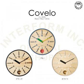 コヴェロ BK 壁掛け時計 振り子時計 ウォールクロック 木製 おしゃれ 直径35