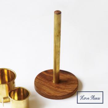 BRASS キッチンペーパー スタンド 木製 おしゃれ シーシャムウッド ブラス 高さ28