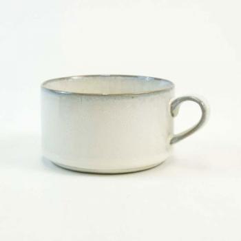 CERAMIC デインティ フラット スープカップ ホワイト 陶器 シンプル 直径10.5