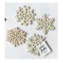 WOOD コースター アソート スノーフレーク S/4 IV アイボリー ナチュラル 結晶 幅10