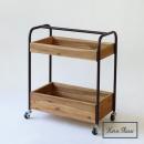 IRONフレーム ウッドBOX ワゴン 2STEP 木製 ナチュラル ラック 高さ77