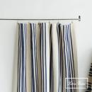 フリークロス スプリット ストライプ ナチュラル ブルー ホワイト コットン カーテン 丈200