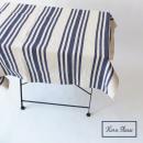 テーブルクロス スプリット ストライプ ナチュラル ブルー ホワイト コットン 丈110