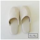 スリッパ リネンコットン ドットストライプ (S) NT ホワイト2個セット レディースフリーサイズ