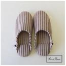 ルームシューズ リネンイコールストライプ BR 2個セット コットン レディースフリーサイズ