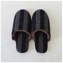 スリッパ ブラシュ ストライプ NV ネイビー 2個セット ウール レディースフリーサイズ