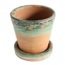 Antique テラコッタ Pot & Saucer S ハンドメイド おしゃれ プランター ソーサ