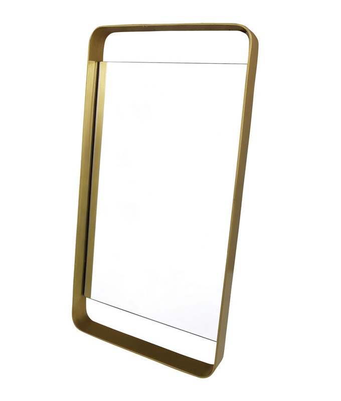 アエナ レクタングルミラー ブラス 鏡 シンプル おしゃれ フレームミラー ゴールド 高さ760