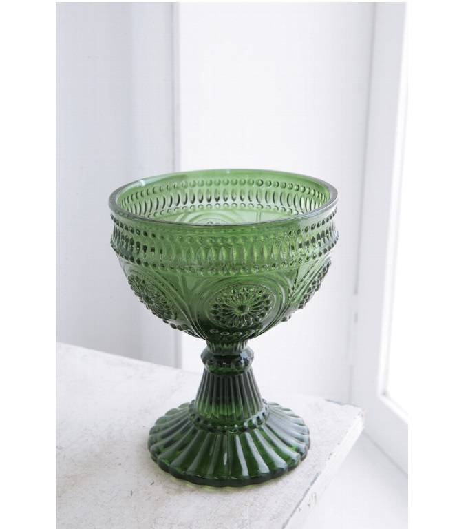 フラワーベース グリーン ガラス アンティーク 花瓶 通販