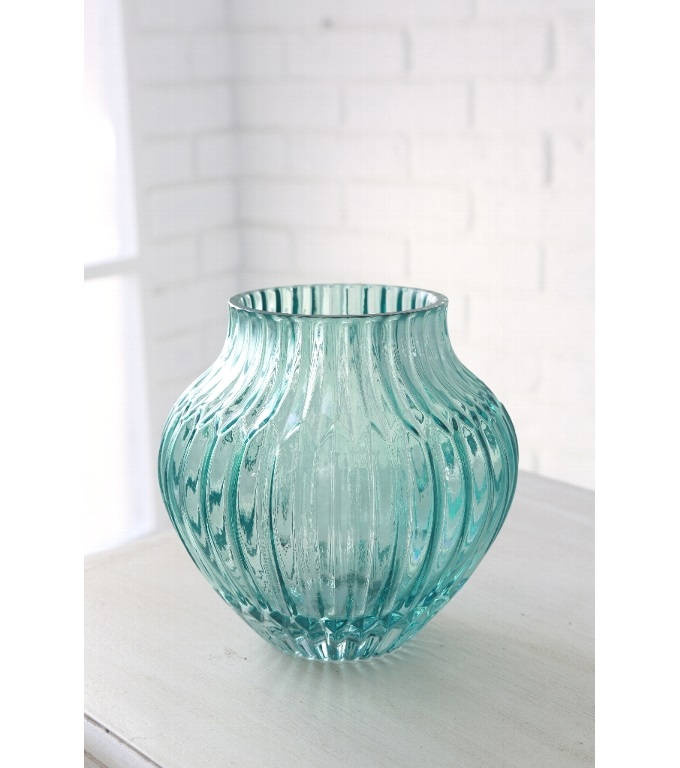 フラワーベース ブルー ガラス アンティーク 花瓶 通販