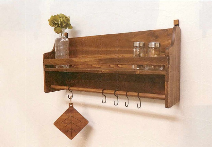 オールドパインウォールフックシェルフ
