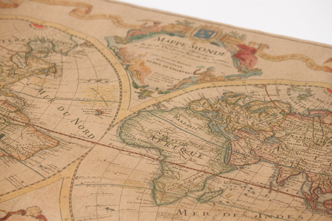 ヴィンテージマップ 地図 ポスター 柄 コットン 布 ファブリック 世界地図 タペストリー