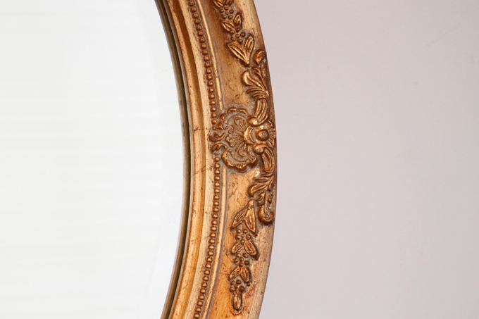 丸型アンティーク調クラシックミラー 鏡(L ゴールド) 
