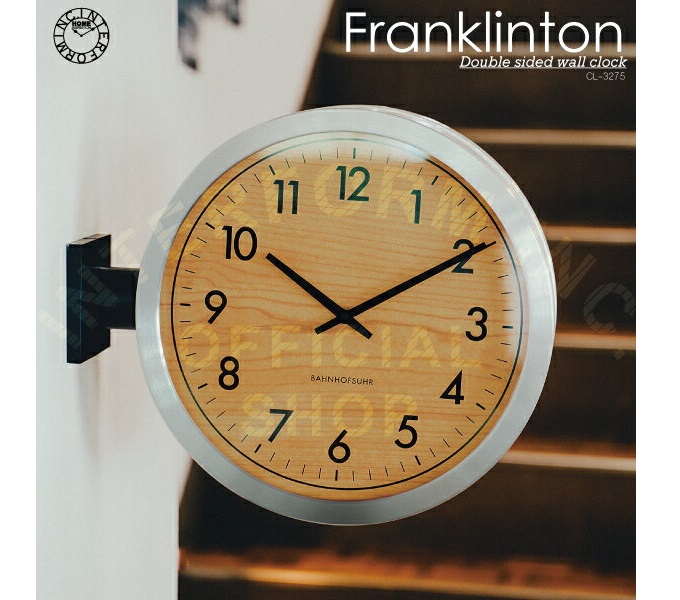 フランクリントン Bk 壁掛け時計 ウォールクロック ブラック おしゃれ かっこいい 直径38