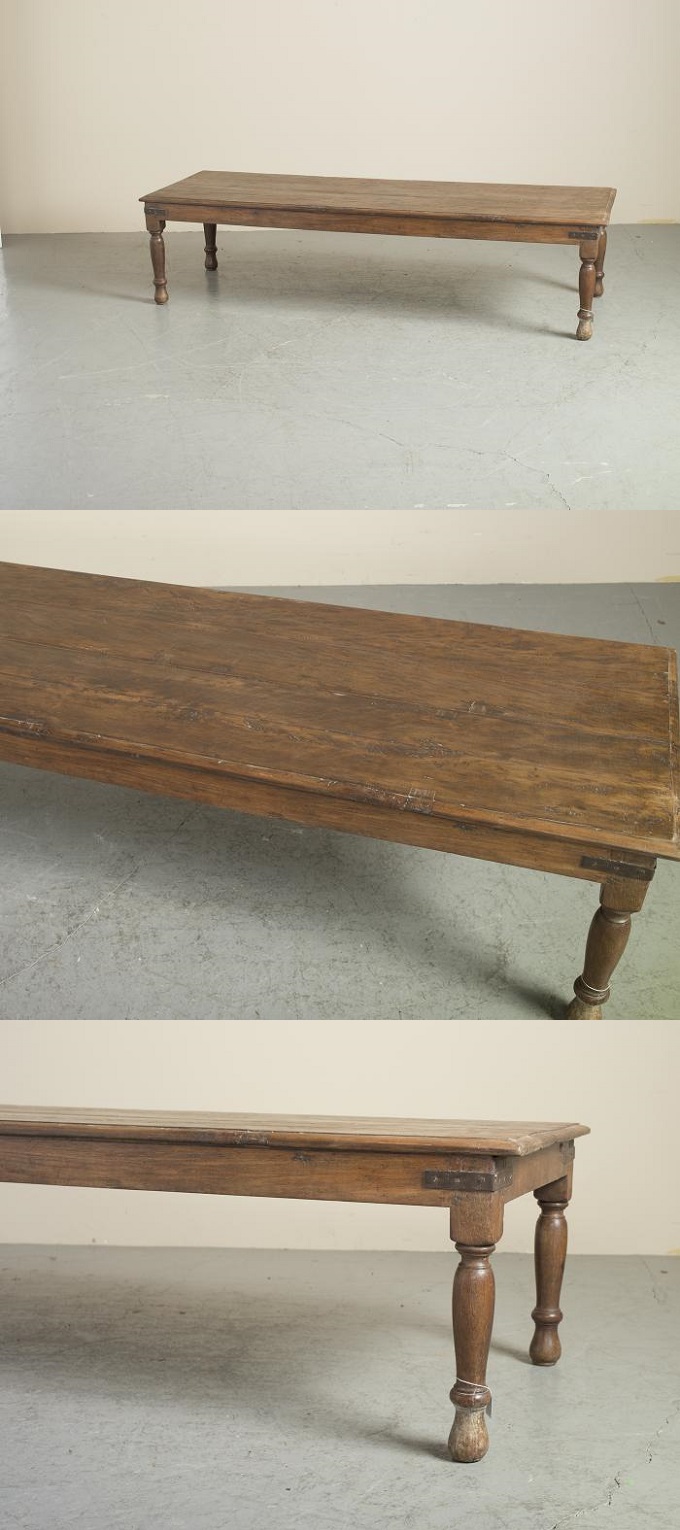 ローテーブル アンティーク家具 おしゃれ 木製 アイアン 机 リビング ナチュラル スリム 長机