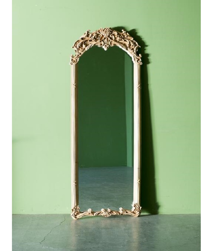 ミラー アンティーク家具 おしゃれ 木製 ナチュラル ディスプレイ フレンチテイスト 鏡 飾り彫り