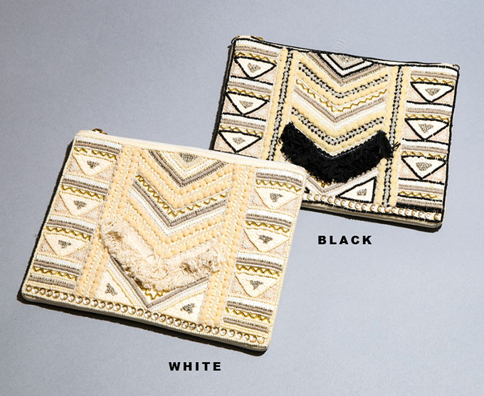 “刺繍フラットポーチ”