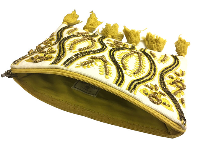 “フリンジ付きビーズ刺繍ポーチ”