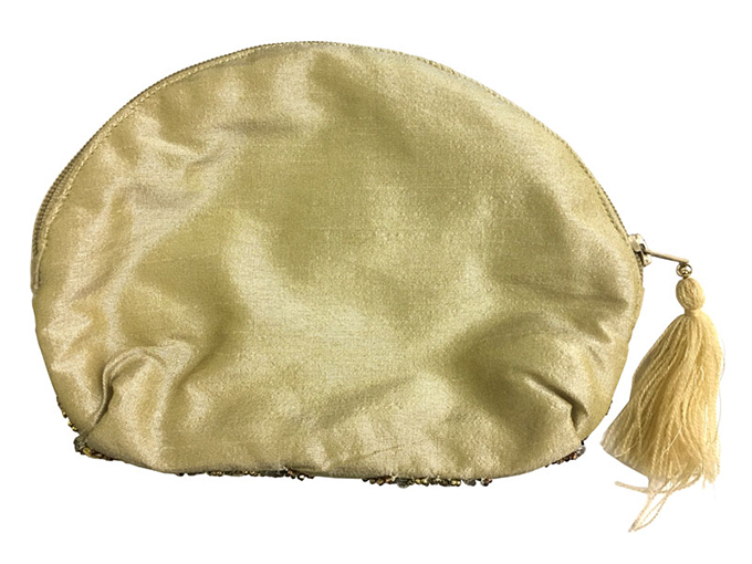 “刺繍ビーズ半円ポーチ”