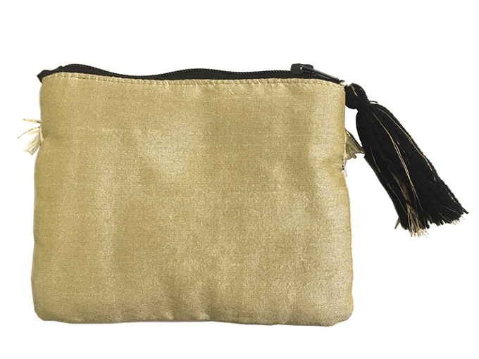 “刺繍ビーズジャカードフラットポーチ”