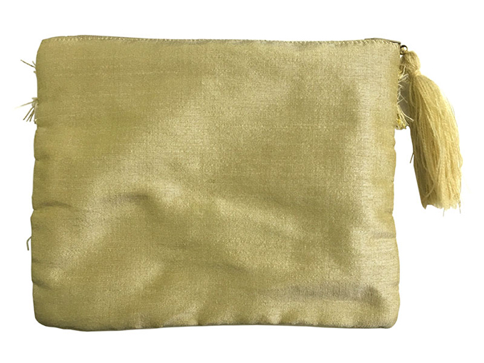 “刺繍ビーズジャカードフラットポーチ”