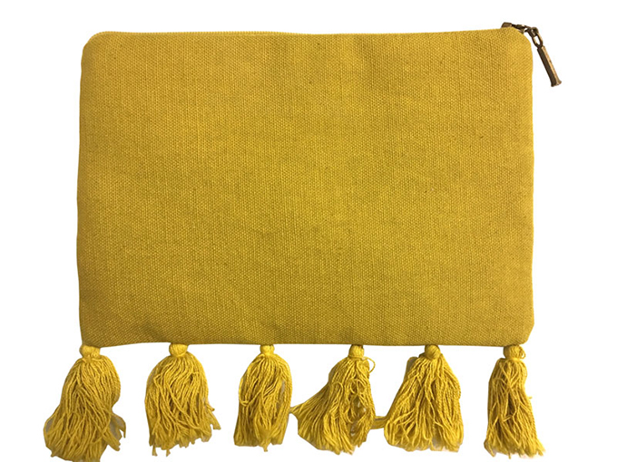 “フリンジ付きビーズ刺繍ポーチ”
