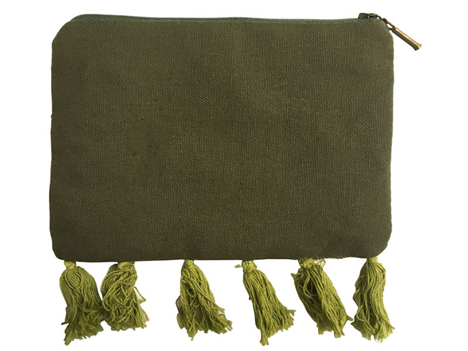 “フリンジ付きビーズ刺繍ポーチ”
